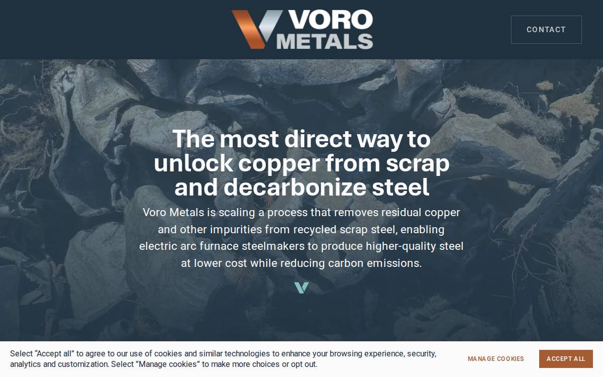 Voro Metals website preview