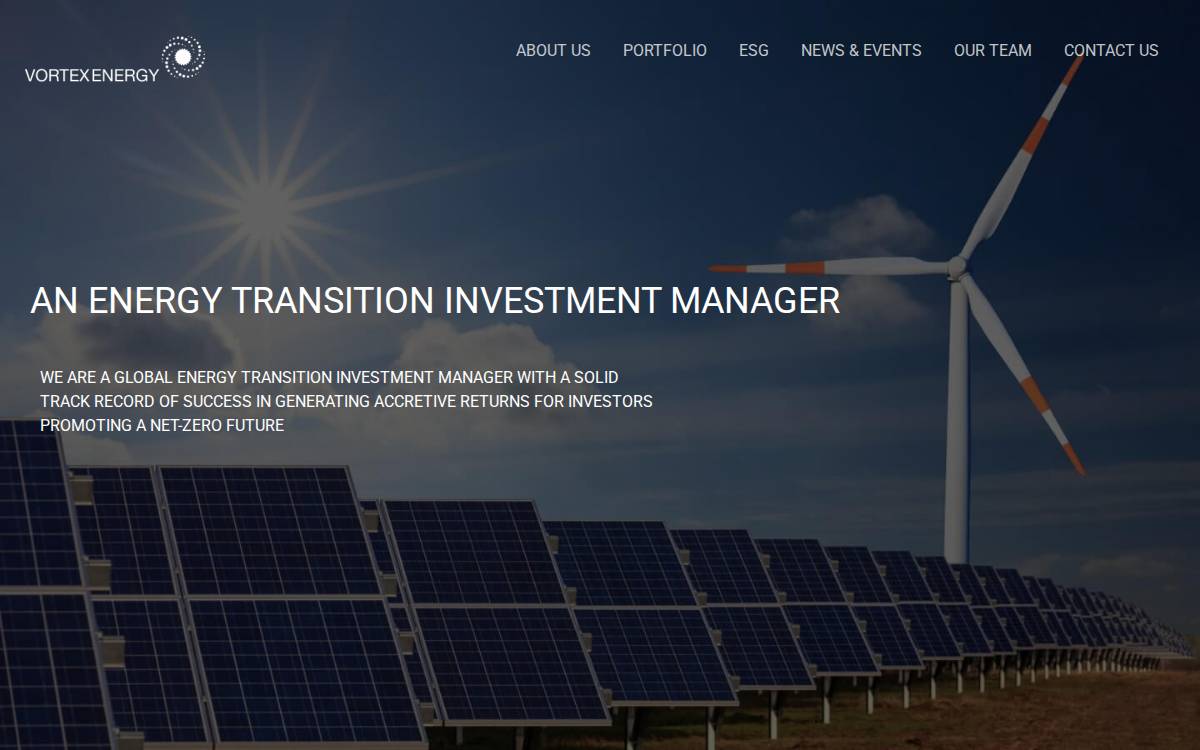Vortex Energy website preview