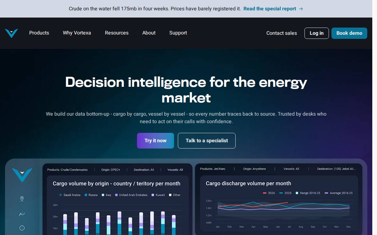 Vortexa website preview