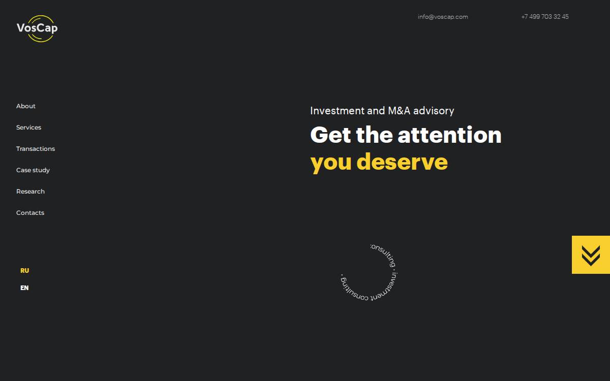 Voskhod Capital website preview