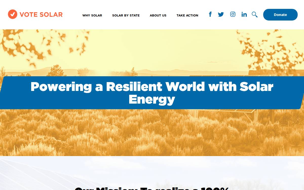 Vote Solar website preview