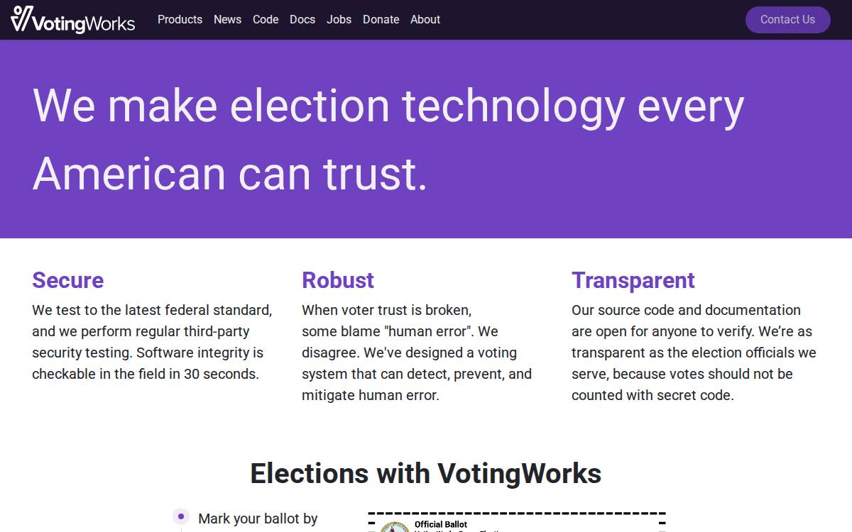 VotingWorks website preview