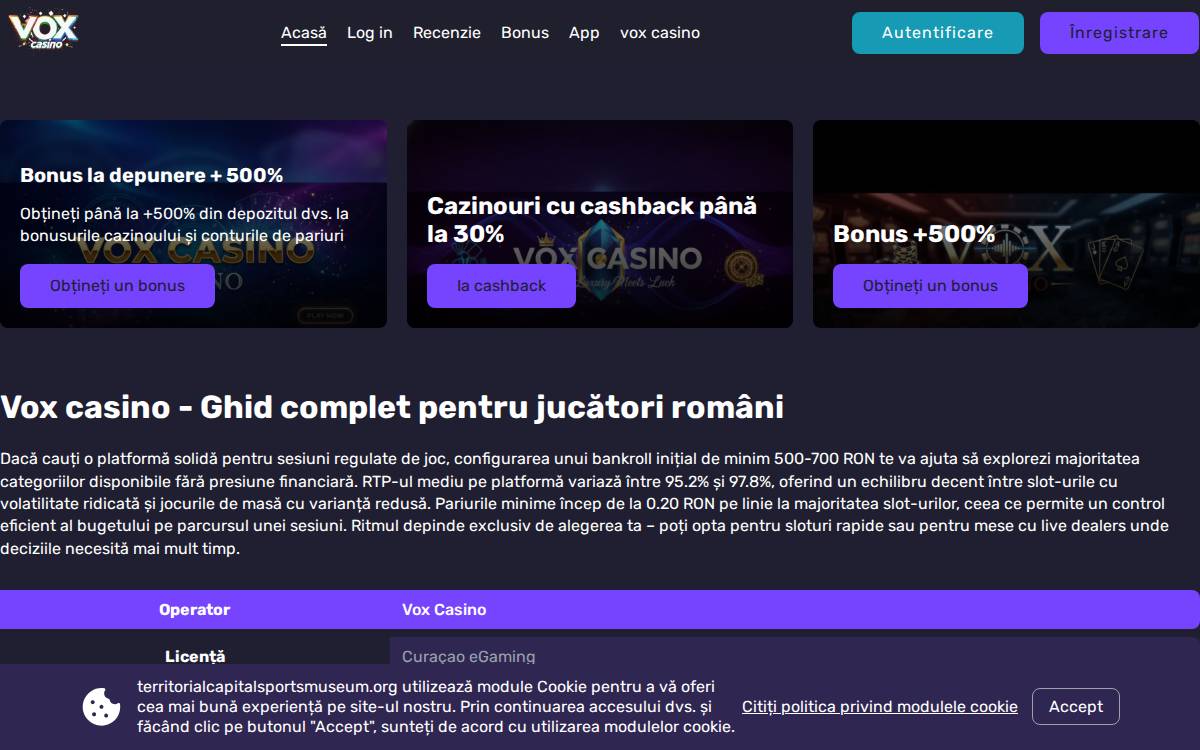 vox casino website preview