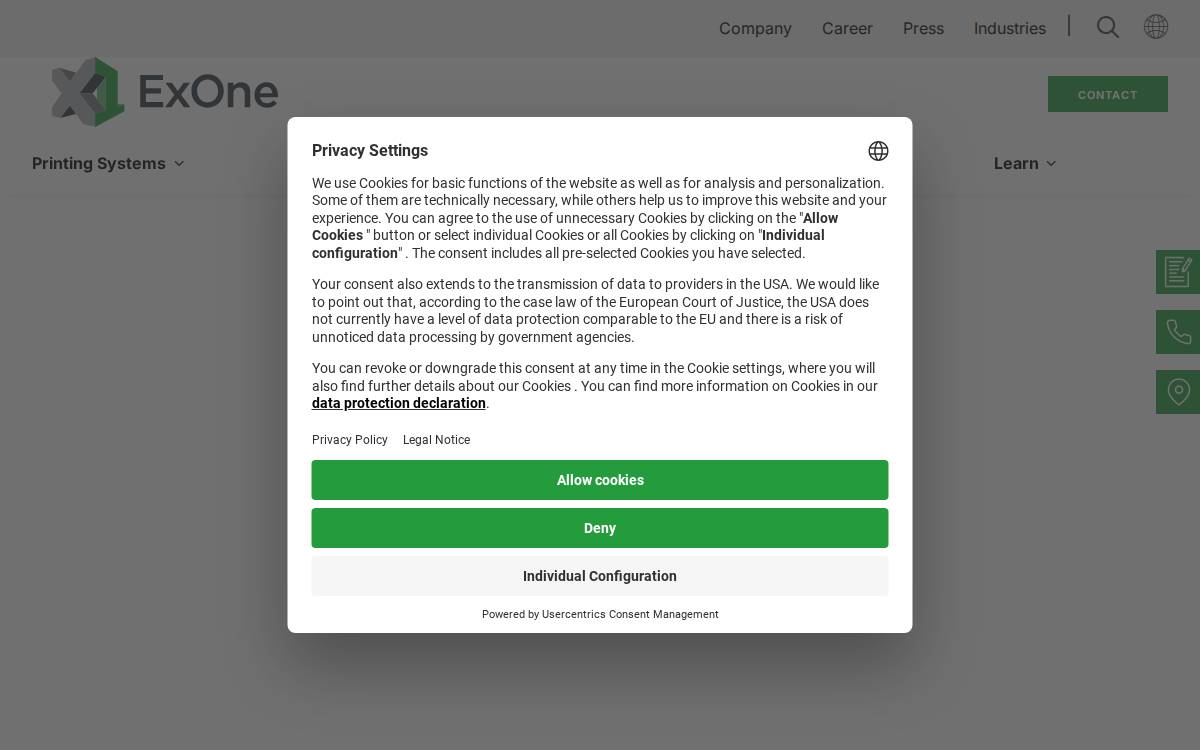Voxeljet website preview