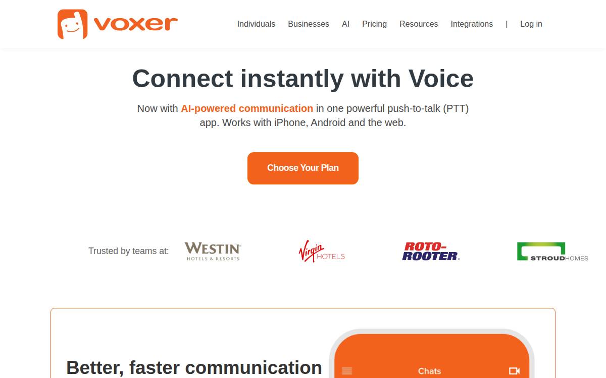 Voxer website preview