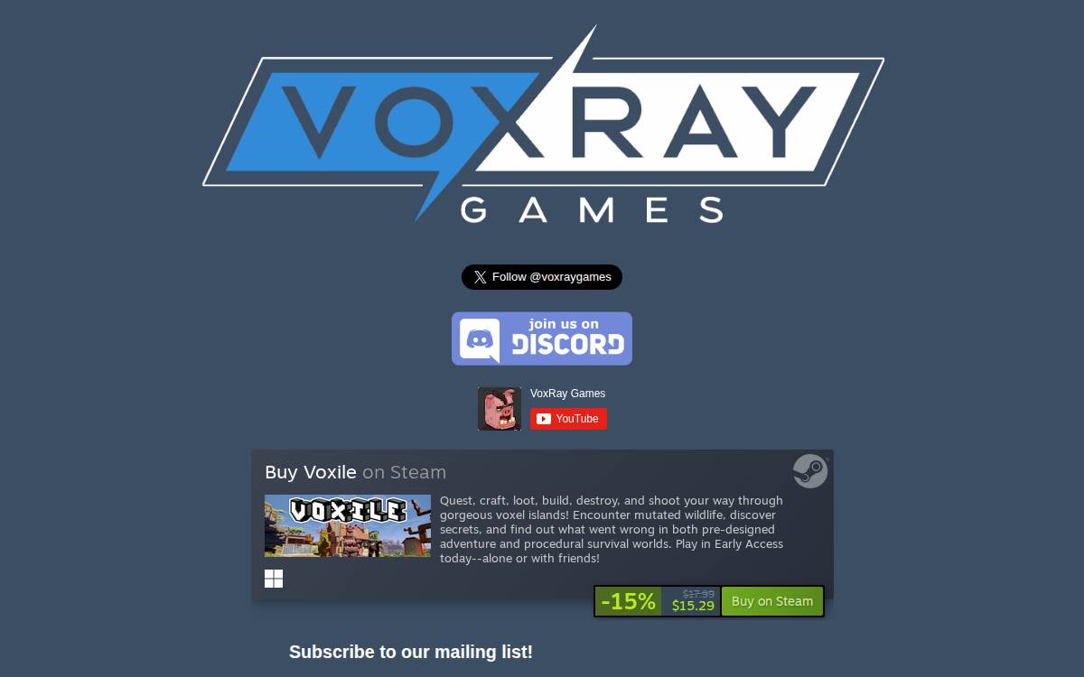 VoxRay Games website preview