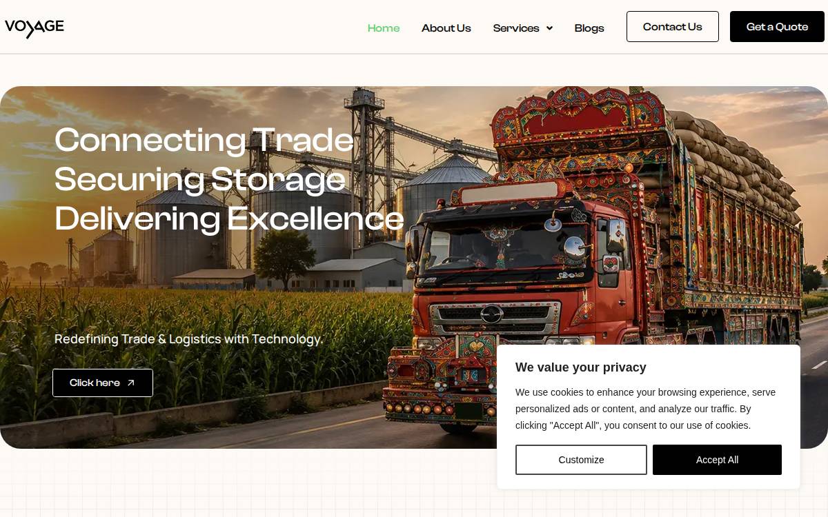 Voyagefreight website preview