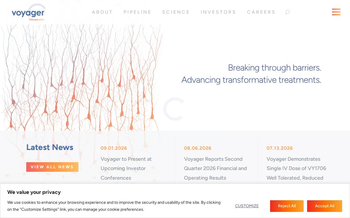 Voyager Therapeutics, Inc. website preview