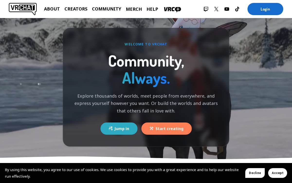 Vrchat website preview