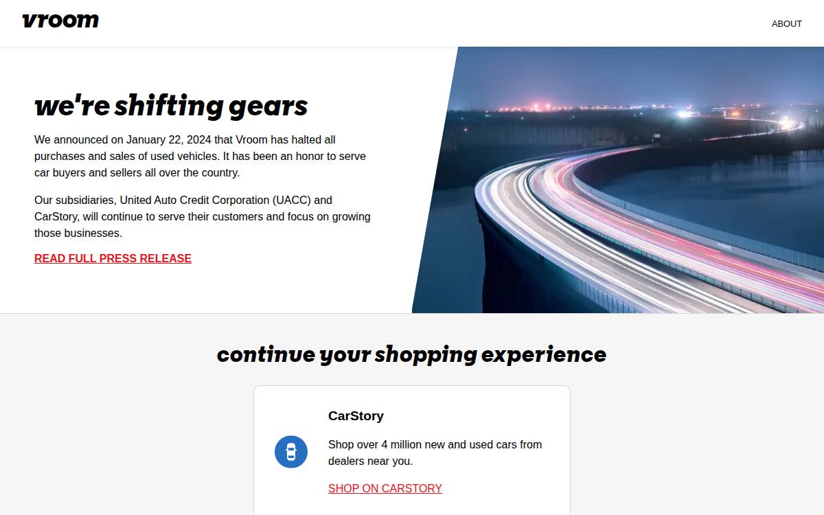 Vroom website preview