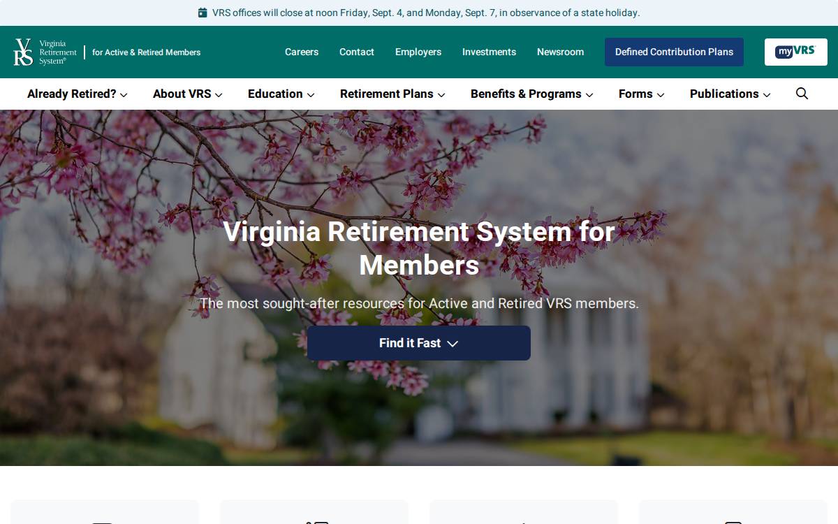 VRS (Virginia Retirement System) website preview