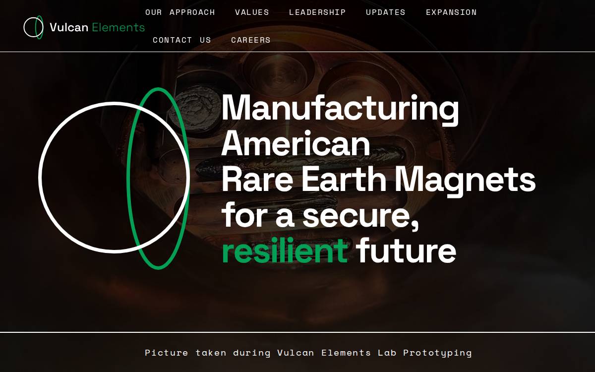 Vulcan Elements website preview