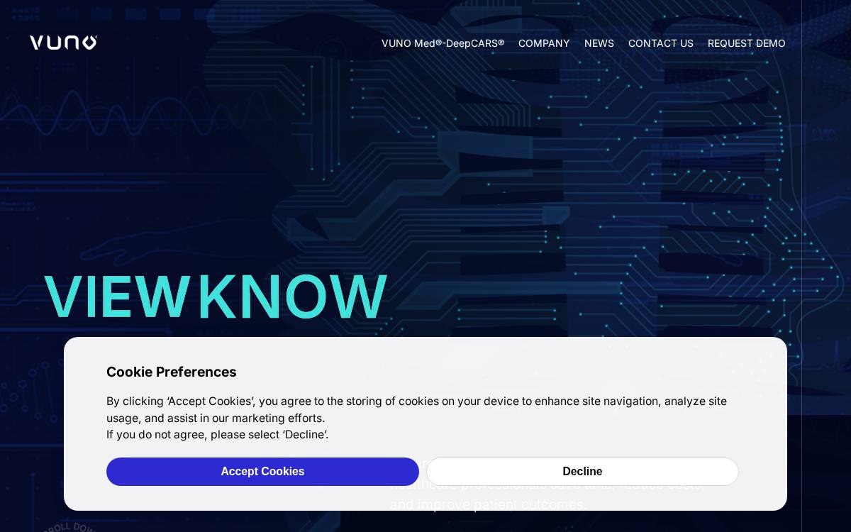 VUNO website preview