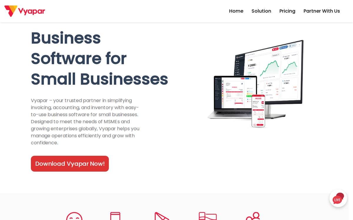 Vyapar website preview