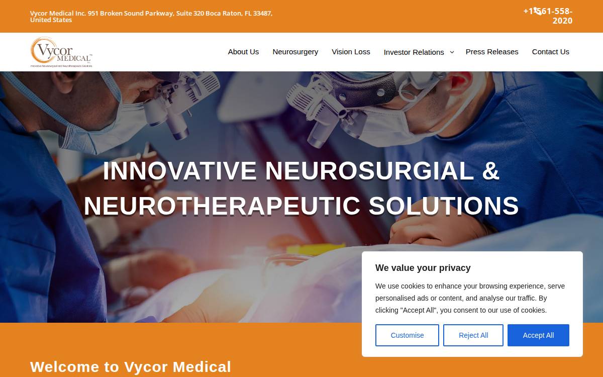 Vycor Medical website preview