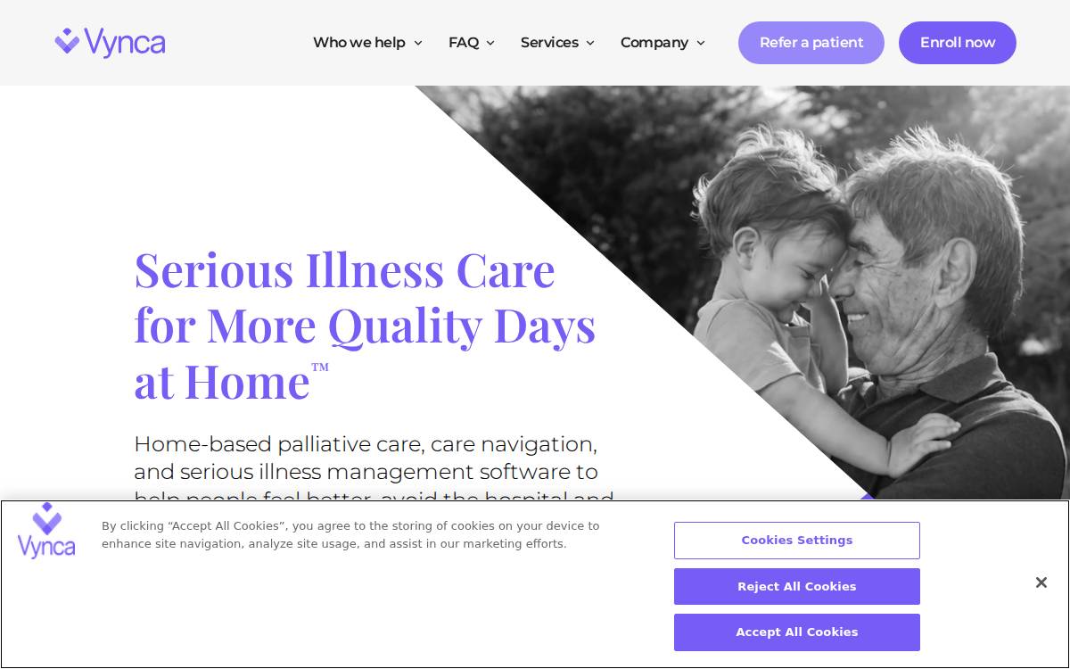 Vynca Care website preview