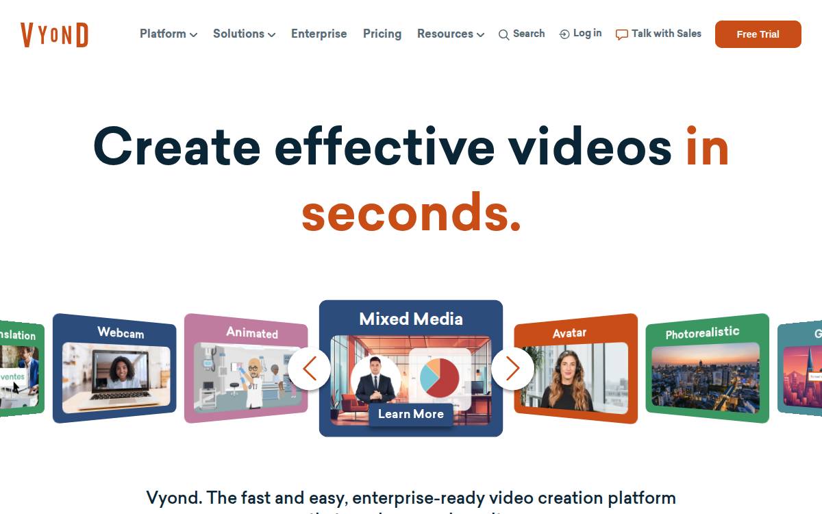Vyond website preview