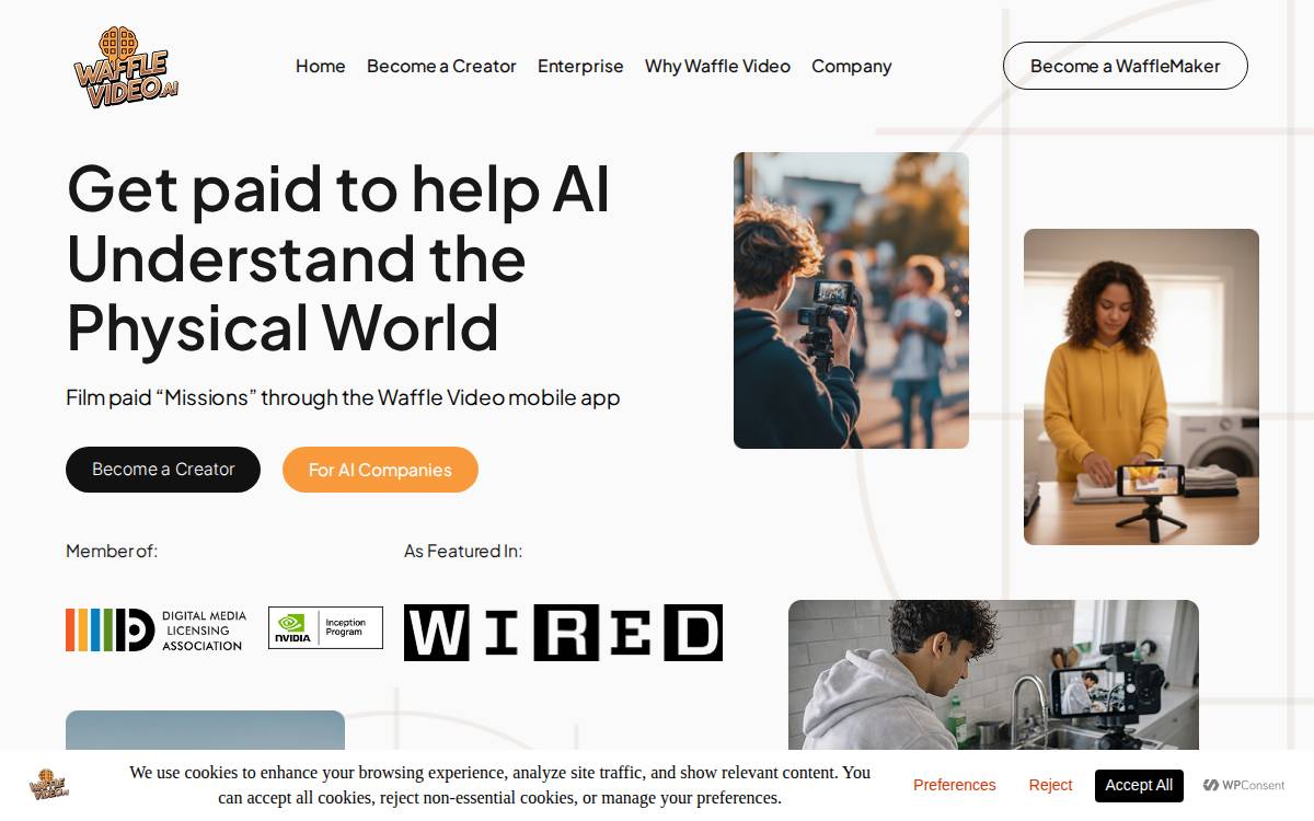 Waffle Video website preview