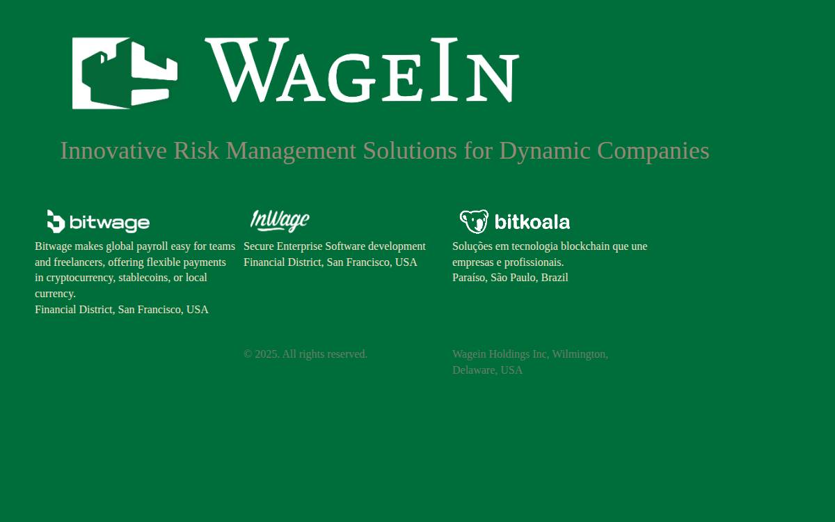 WageIn Holdings website preview