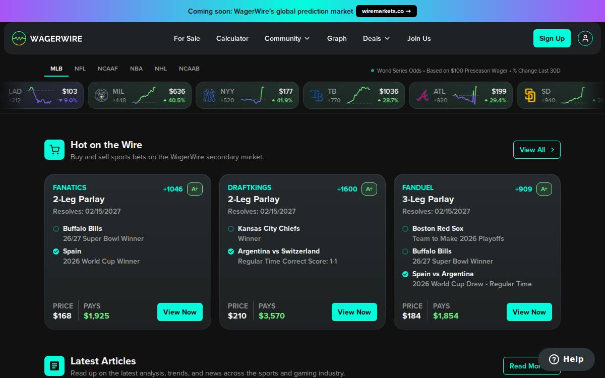WagerWire website preview