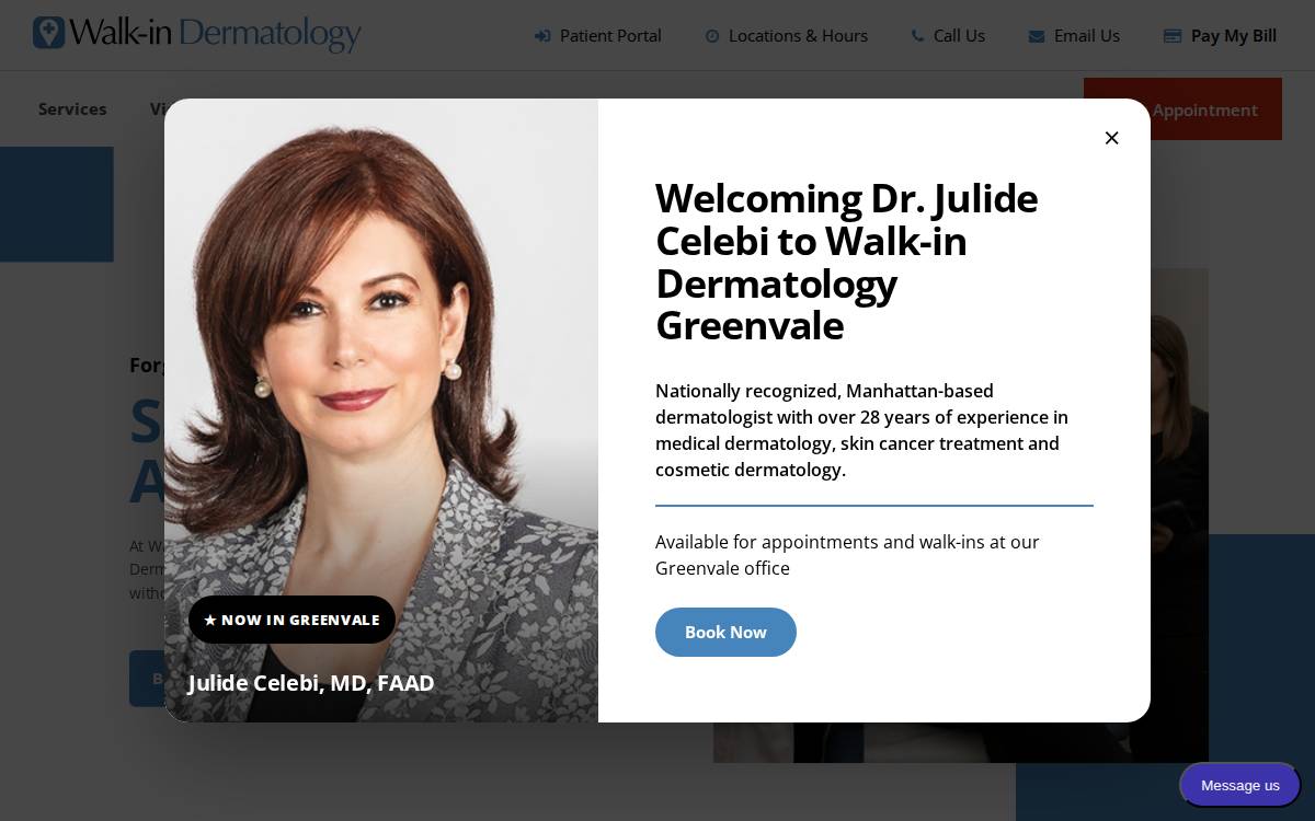 Walk-in Dermatology website preview