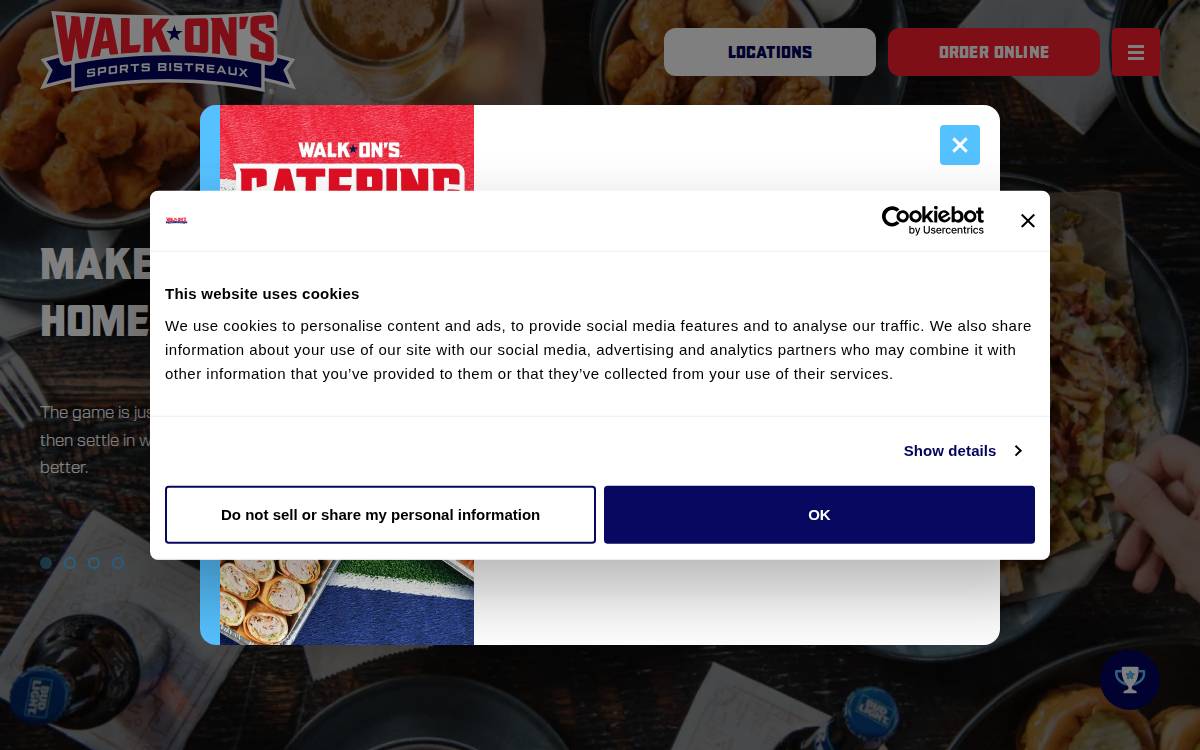 Walk-On's Sports Bistreaux website preview