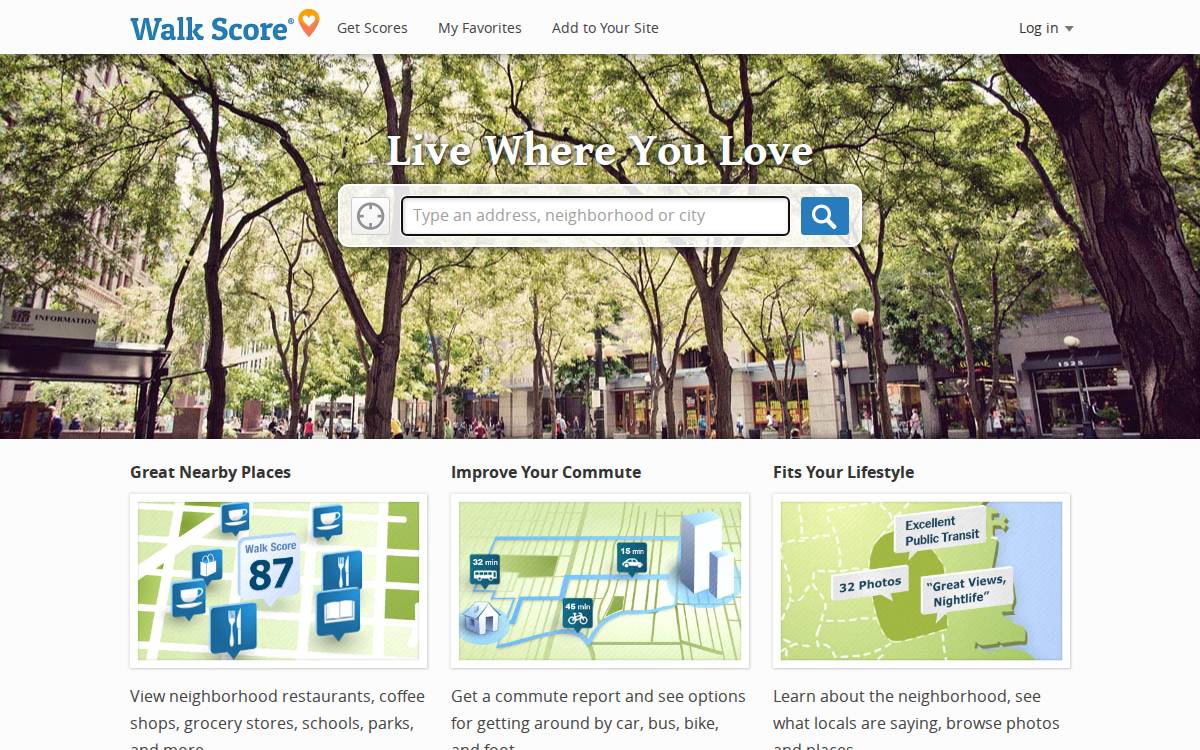 Walk Score website preview