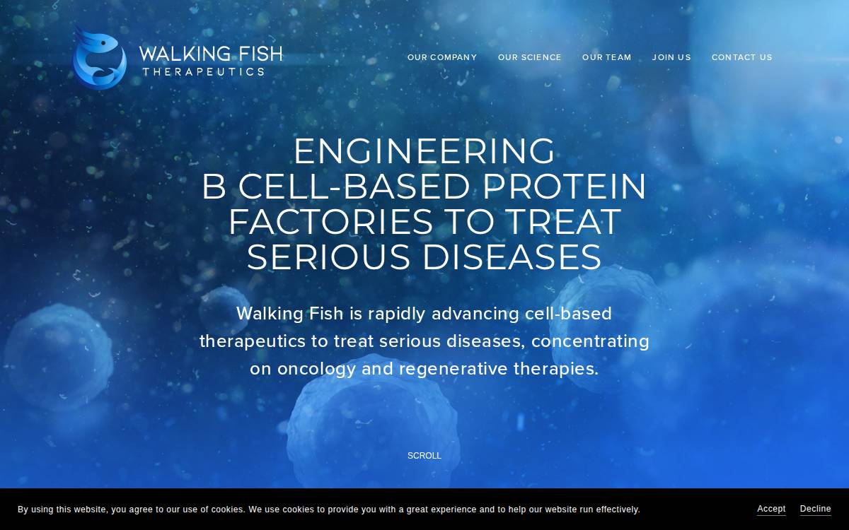 Walking Fish Therapeutics website preview