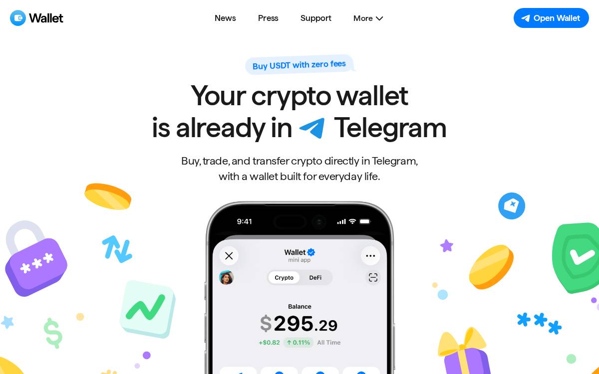 Wallet in Telegram website preview