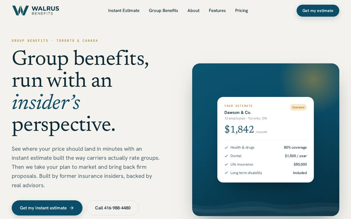 Walrus Benefits website preview