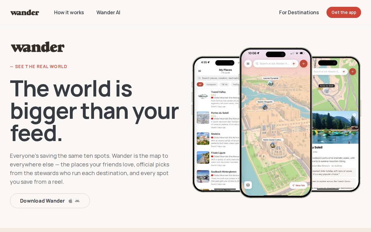 Wander website preview