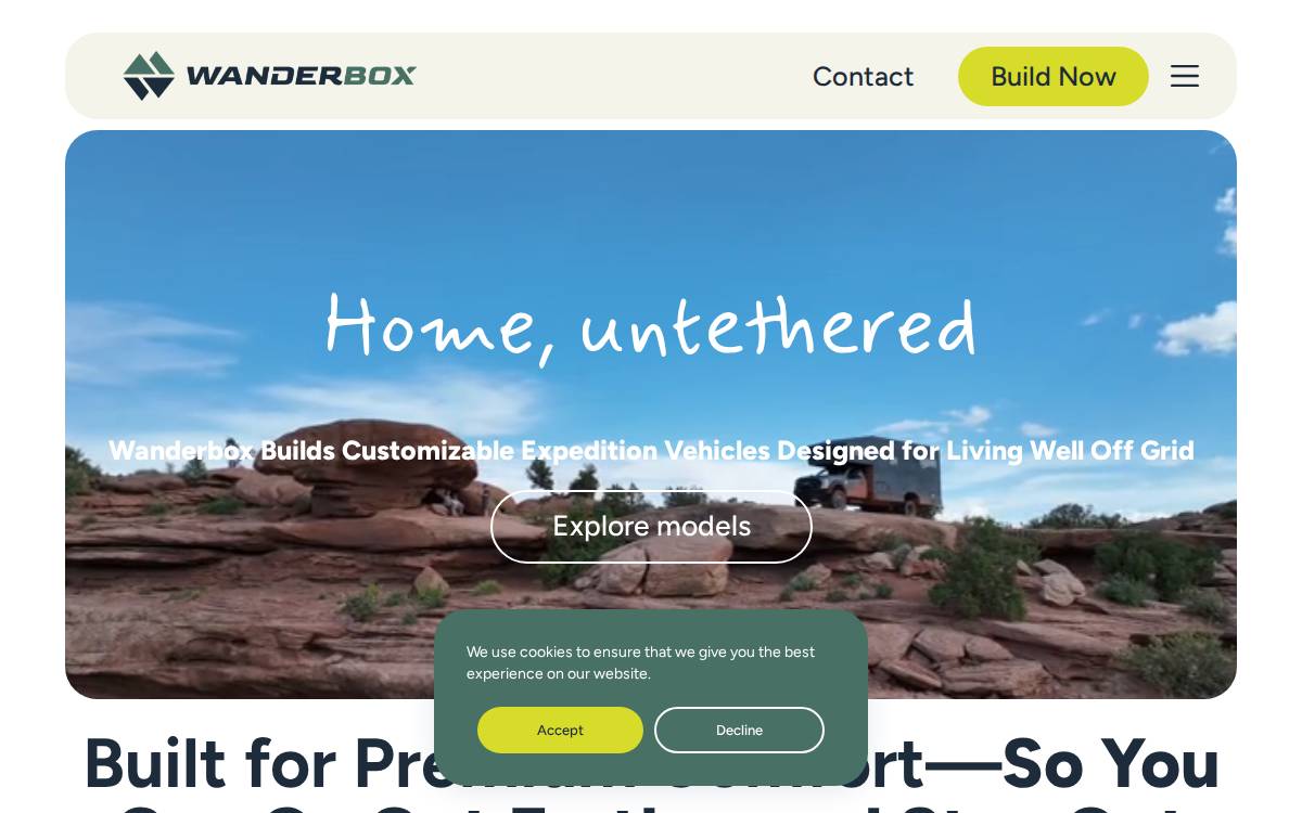 wanderBOX website preview