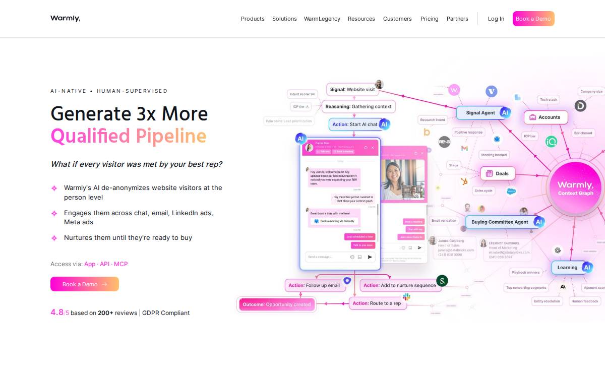 Warmly website preview