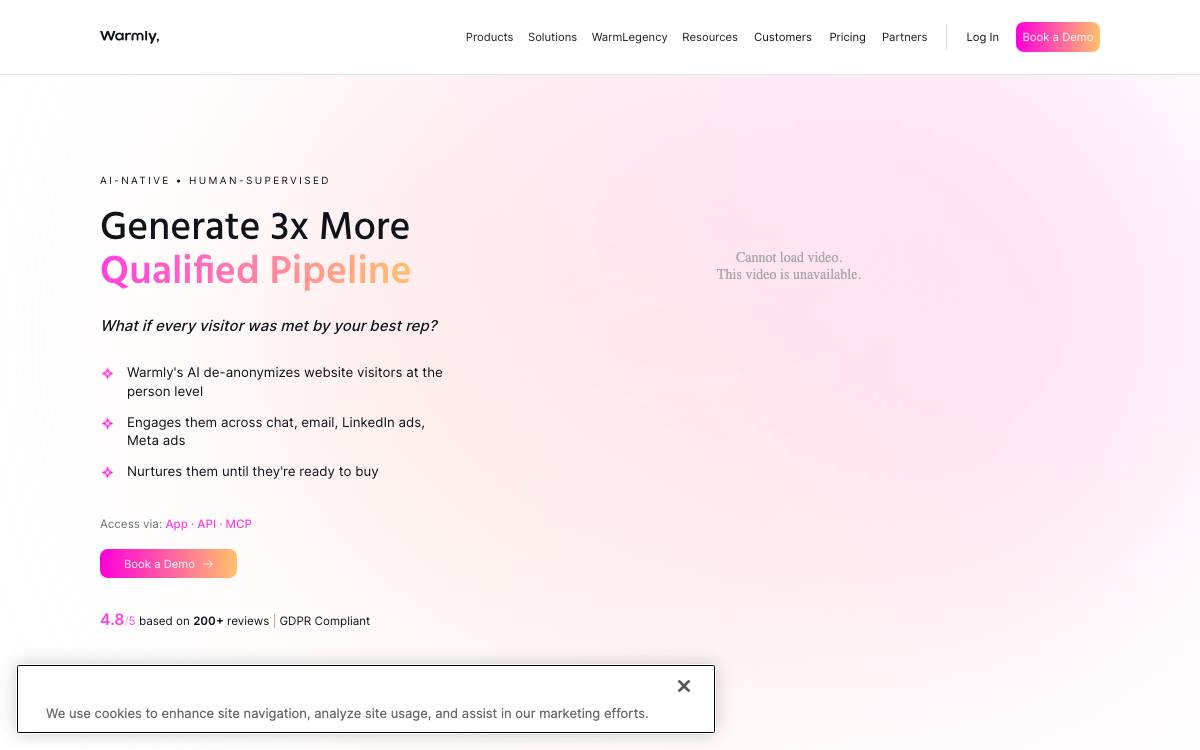 Warmly, website preview