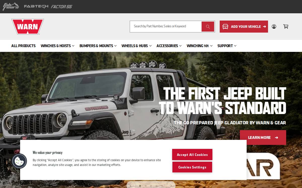 Warn Industries website preview