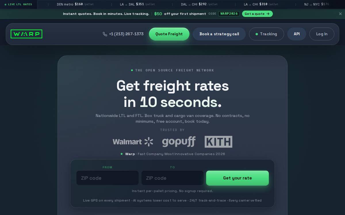 Warp website preview