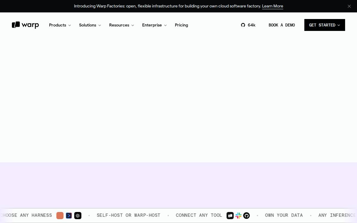 Warp website preview