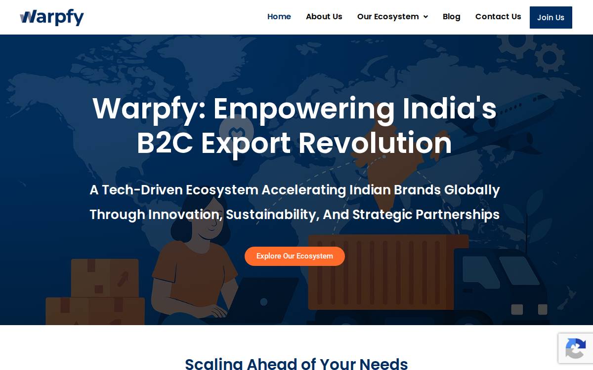 Warpfy website preview