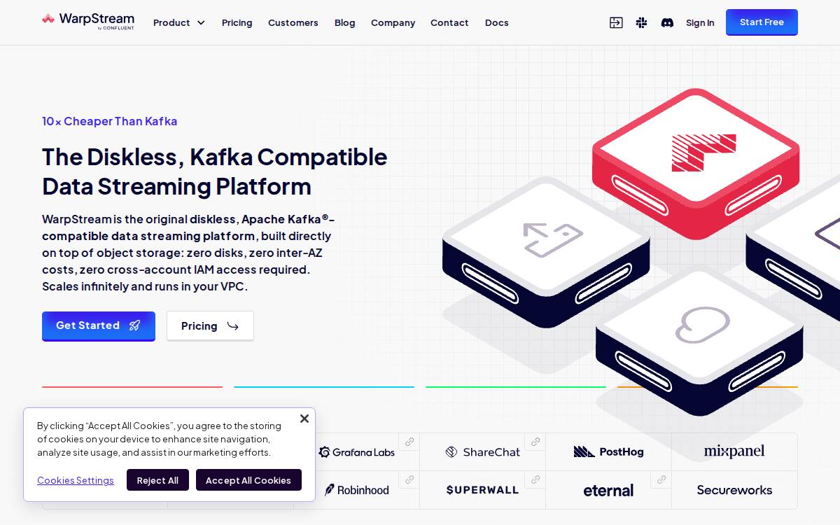 WarpStream website preview