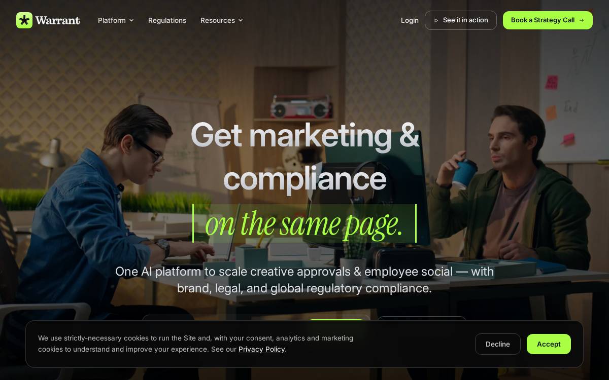 Warrant website preview