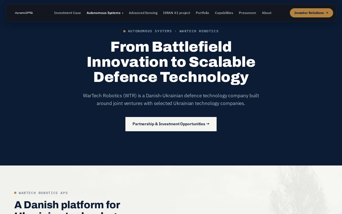 Wartech website preview