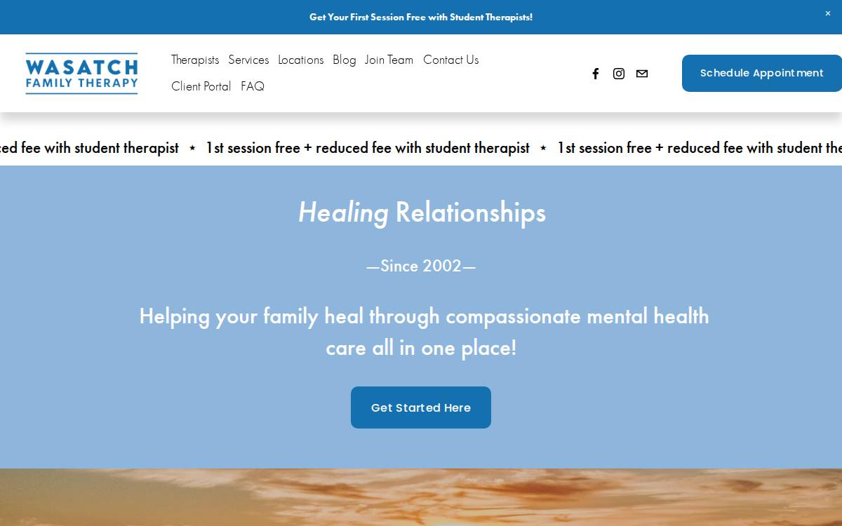 Wasatch Family Therapy website preview