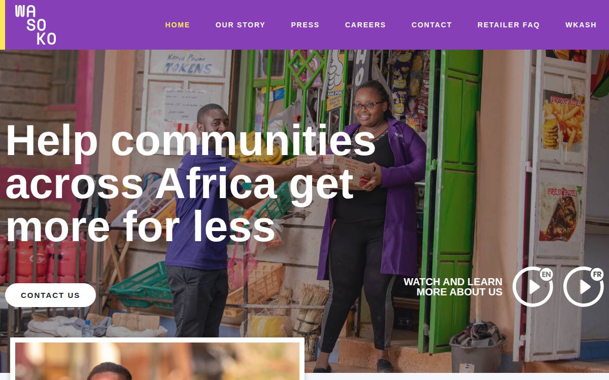 Wasoko website preview