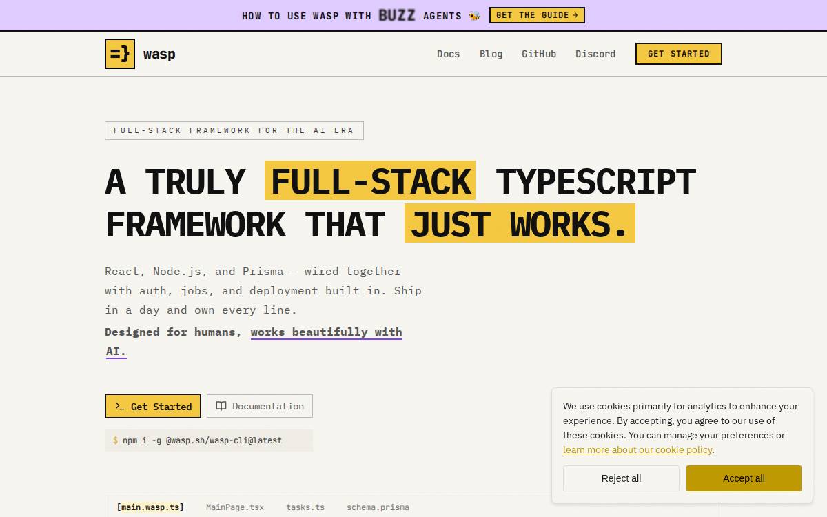 Wasp website preview
