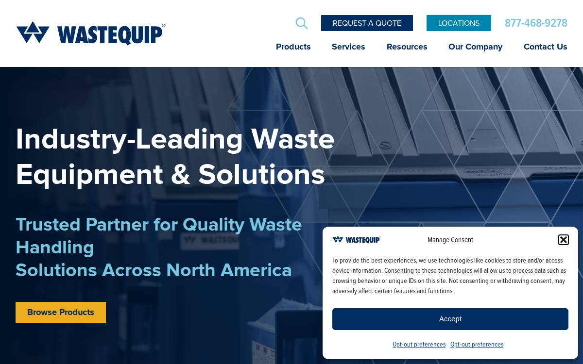 Wastequip website preview