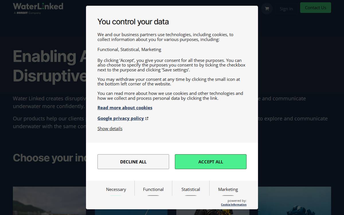 Water Linked website preview