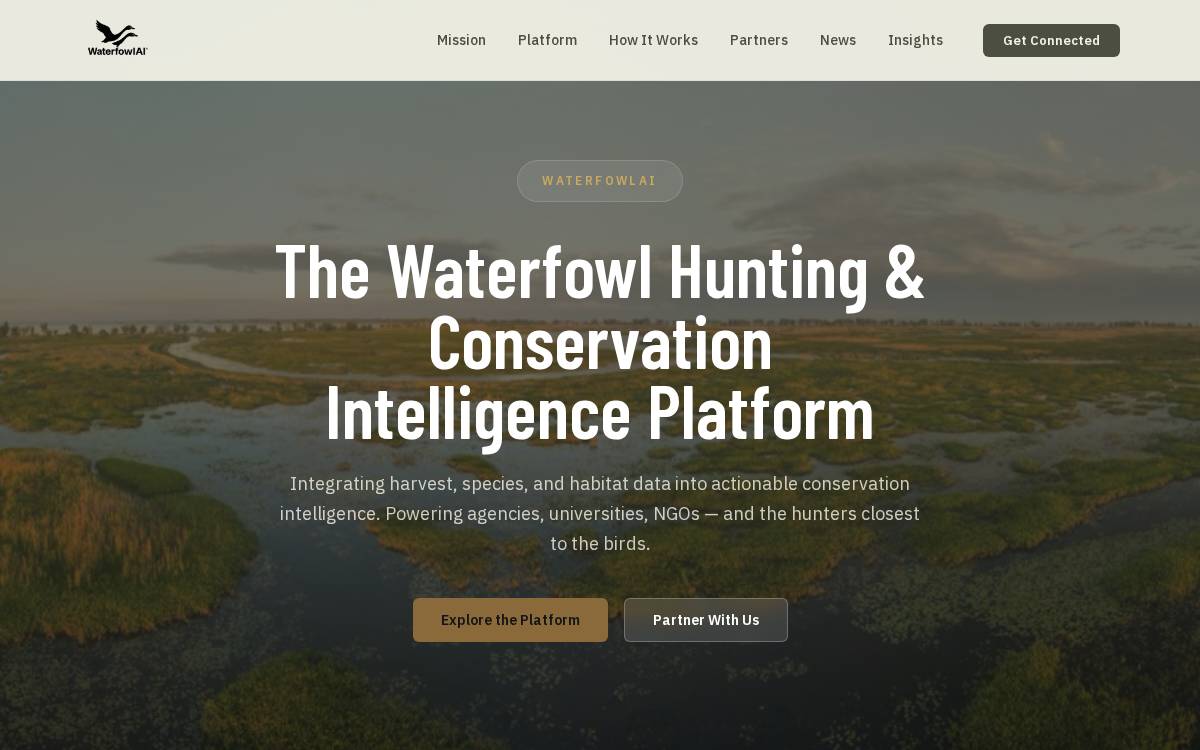 WaterfowlAI website preview