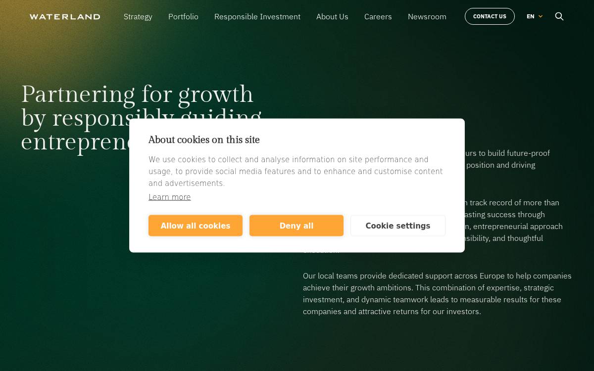 Waterland Private Equity website preview