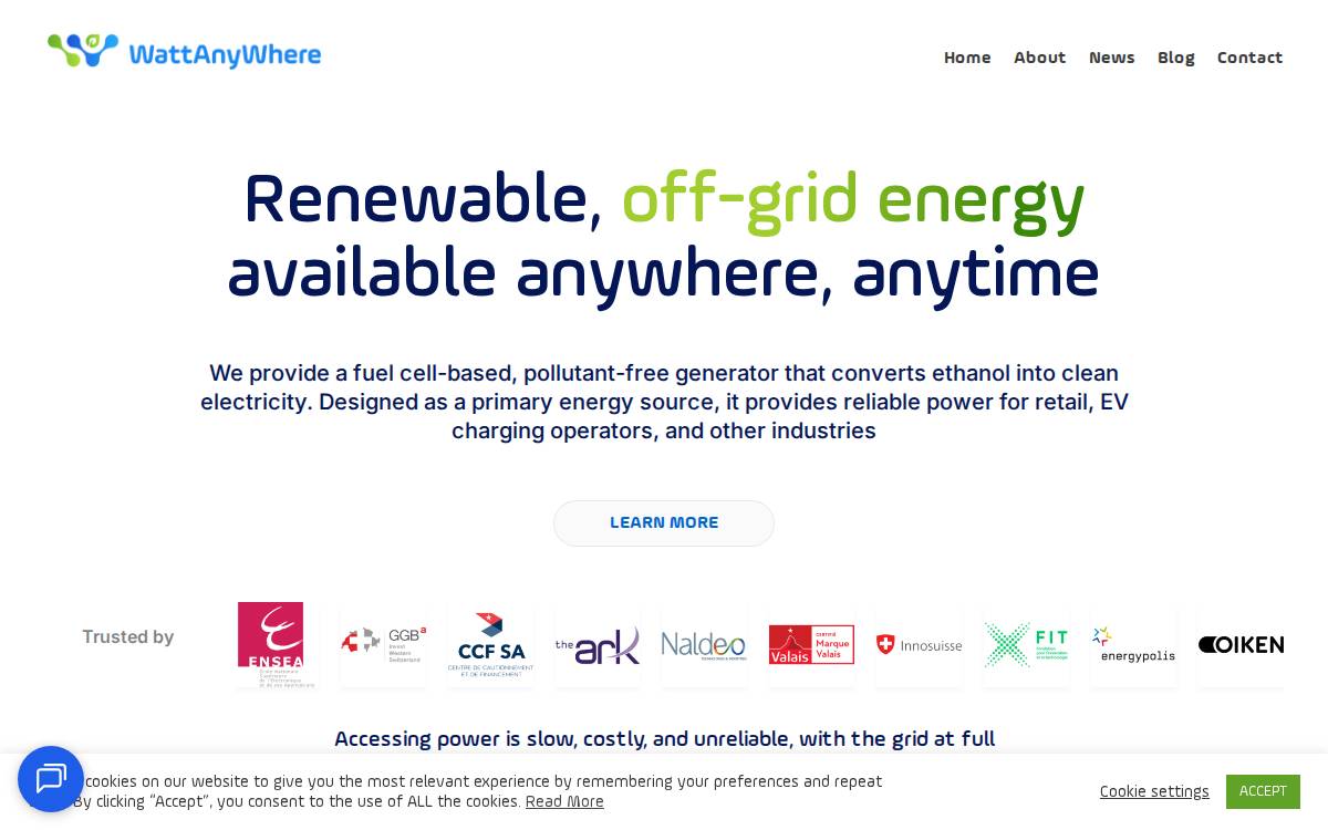 WattAnyWhere website preview