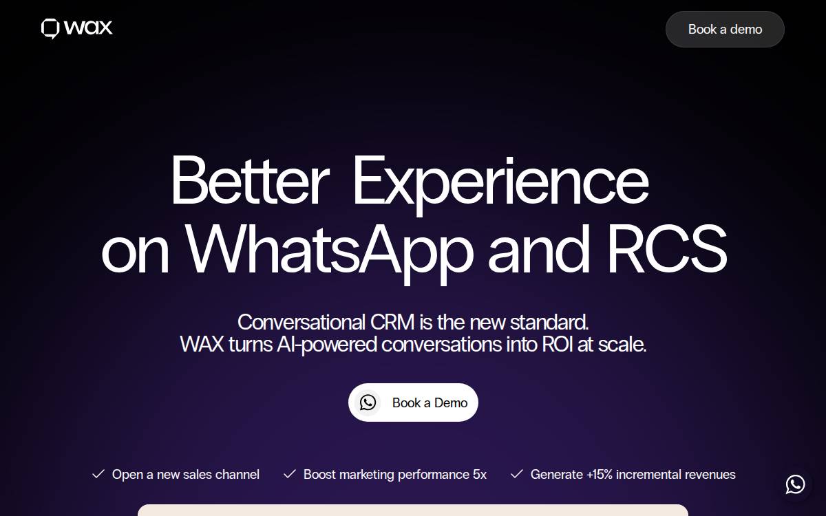 Wax website preview